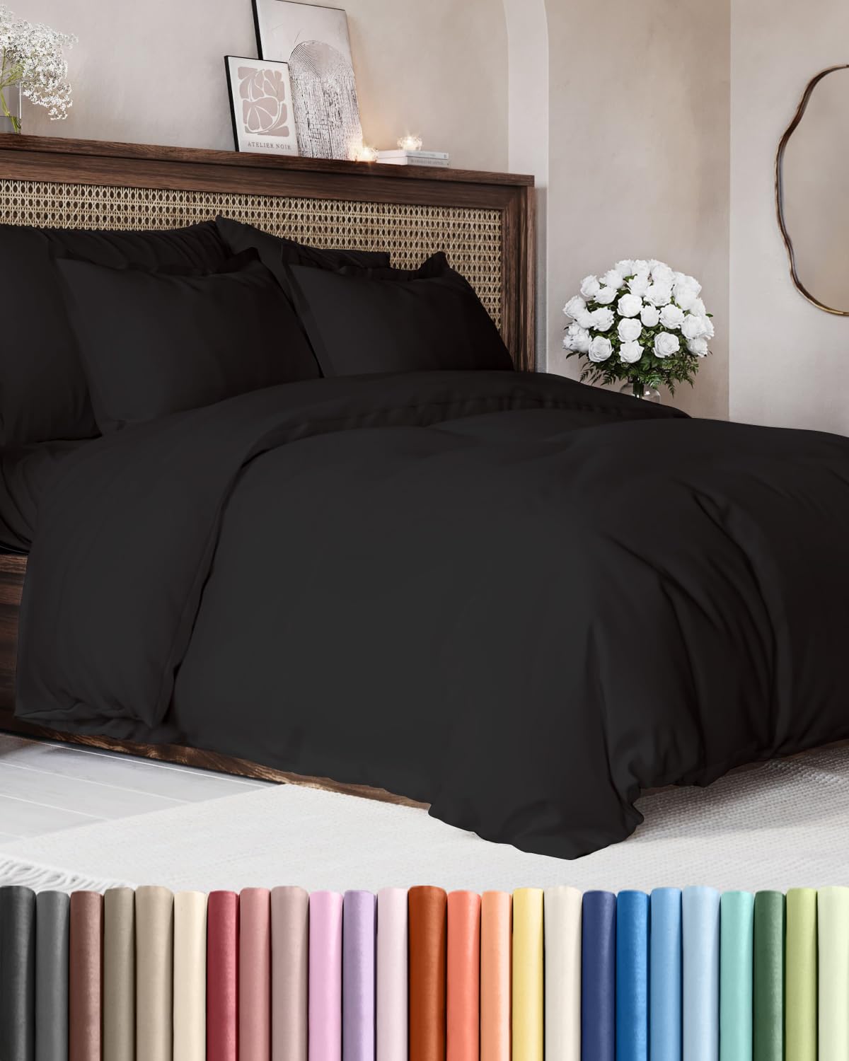 Duvet Cover King Size - Extra Soft 3 Piece with Zipper Closure - White