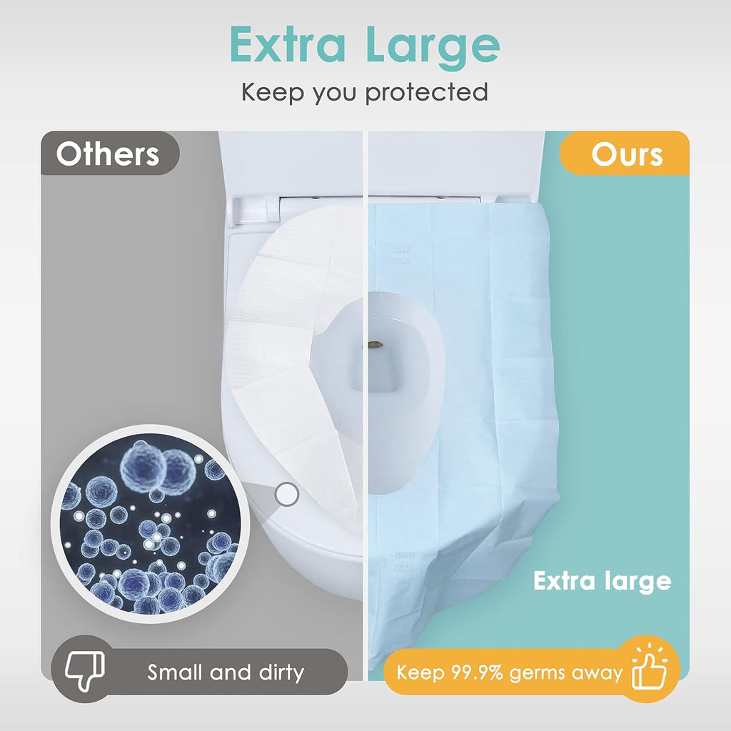 TRIPTIPS Toilet Seat Covers Disposable Travel Pack 20 count｜Faster use-Sticker free｜Waterproof｜XL Disposable Toilet Seat Cover for Adults and Kids, Individually for Public Restroom/Airplane