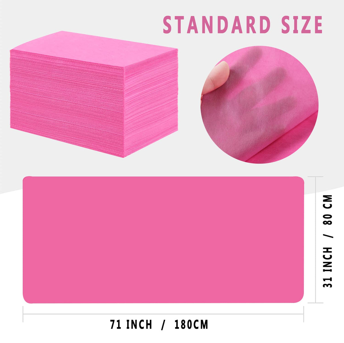 100 Pcs Disposable Bed Sheets 31" x 71" Massage Table Sheets Non Woven Fabric SPA Bed Cover Breathable for Massage Beauty Tattoos (100 Pcs Pink)