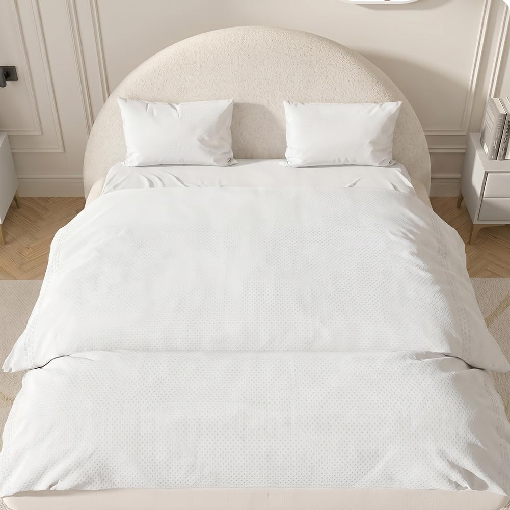 Disposable Bed Sheet Set – 4-Piece Soft Breathable Fitted Sheet Including Quilt Cover, Flat Sheet & 2 Pillowcases – Individually Packed for Hotel, Business Trip, Travel/Pink