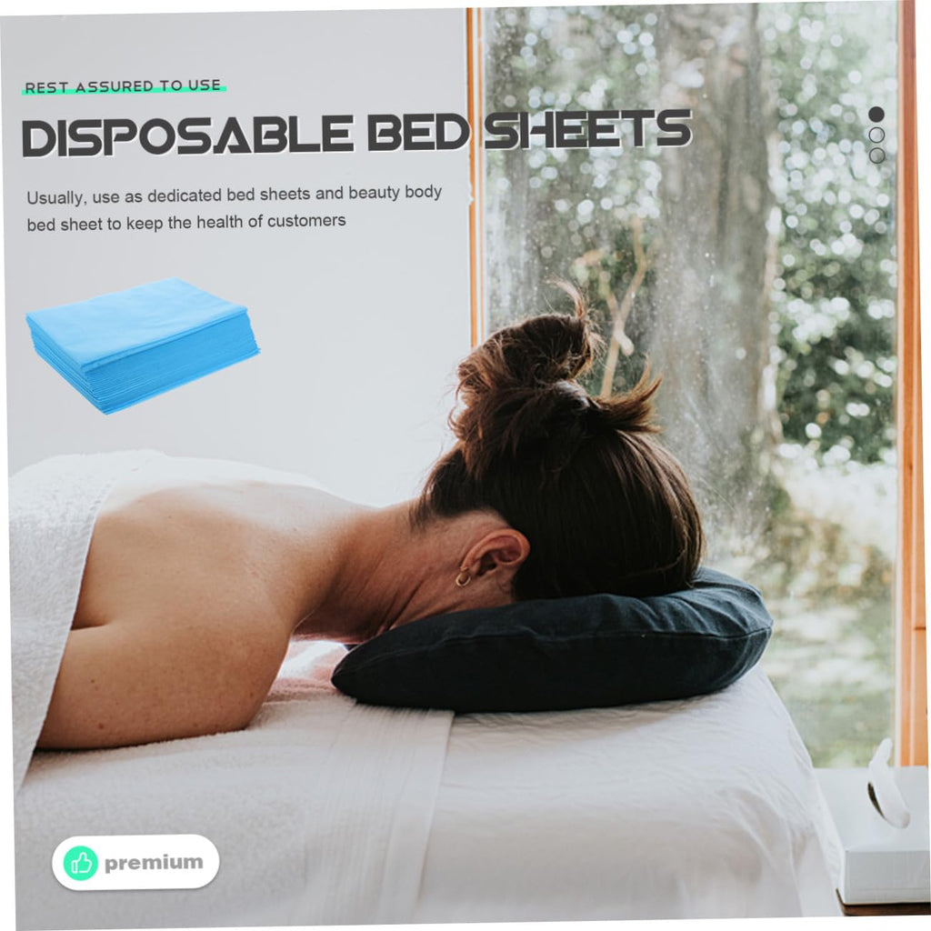Generic 10pcs Sheets Disposable Bed Cover Duvet Headrest Pillows My Massage Pillow Massage Table Bed Bolster Cooling Pillow Massage Bed Pillow Protectors Blanket Non-woven Fabric Sky-blue