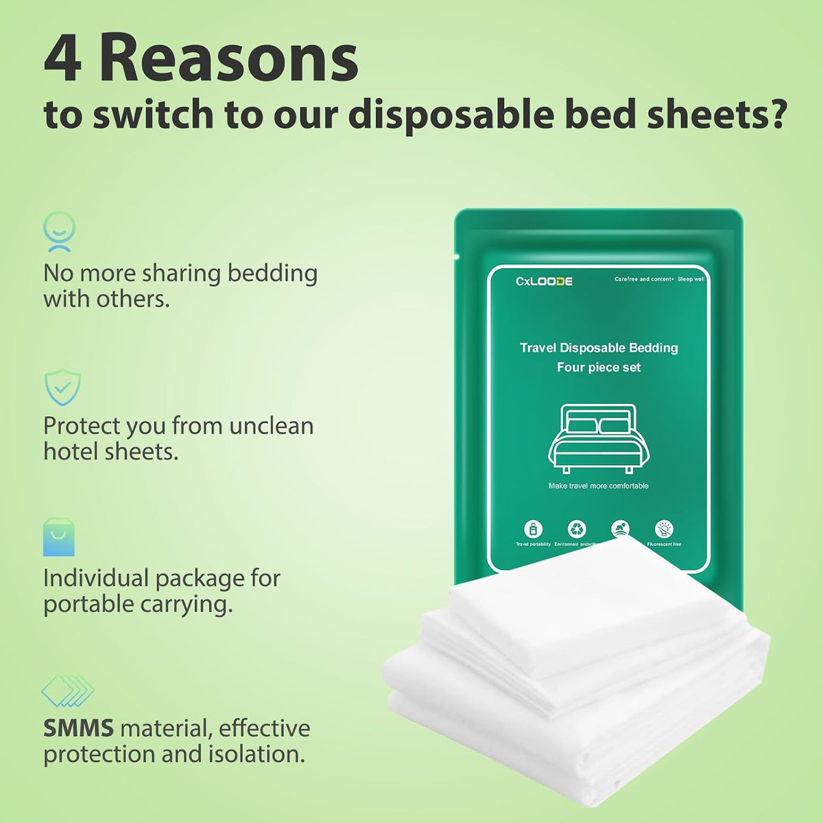 4 PCS Disposable Bed Sheet King Size for Travel Disposable Sheets for Hotel