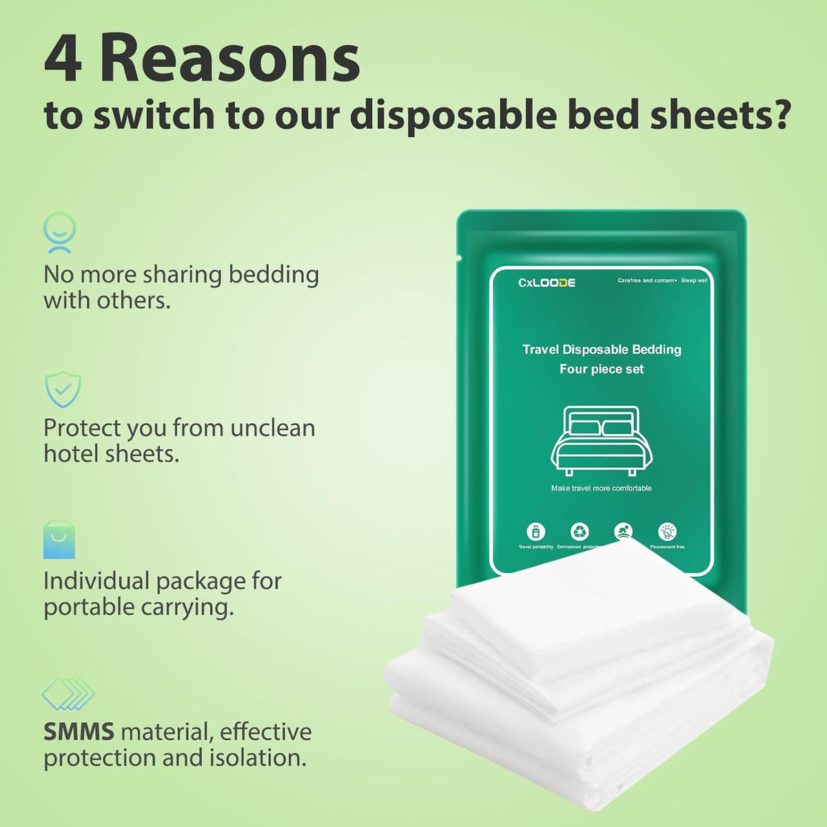 2 Pack Disposable Bed Sheet King Size for Travel Disposable Sheet for Hotel