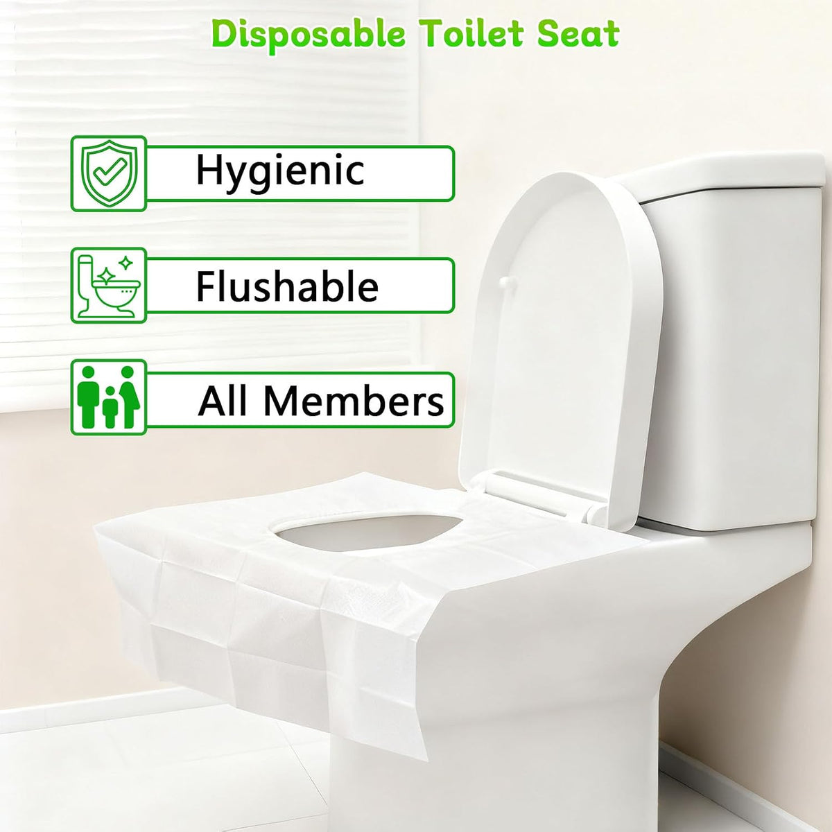 Toilet Seat Covers Flushable XXL 50 Pcs for Adults Kids