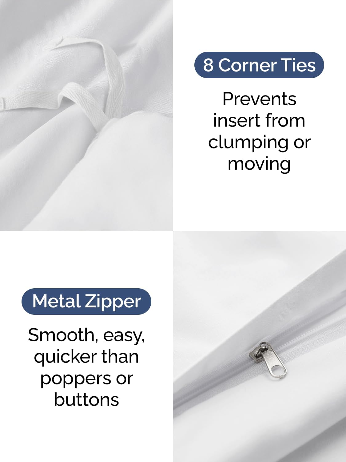Duvet Cover King Size - Extra Soft 3 Piece with Zipper Closure - White