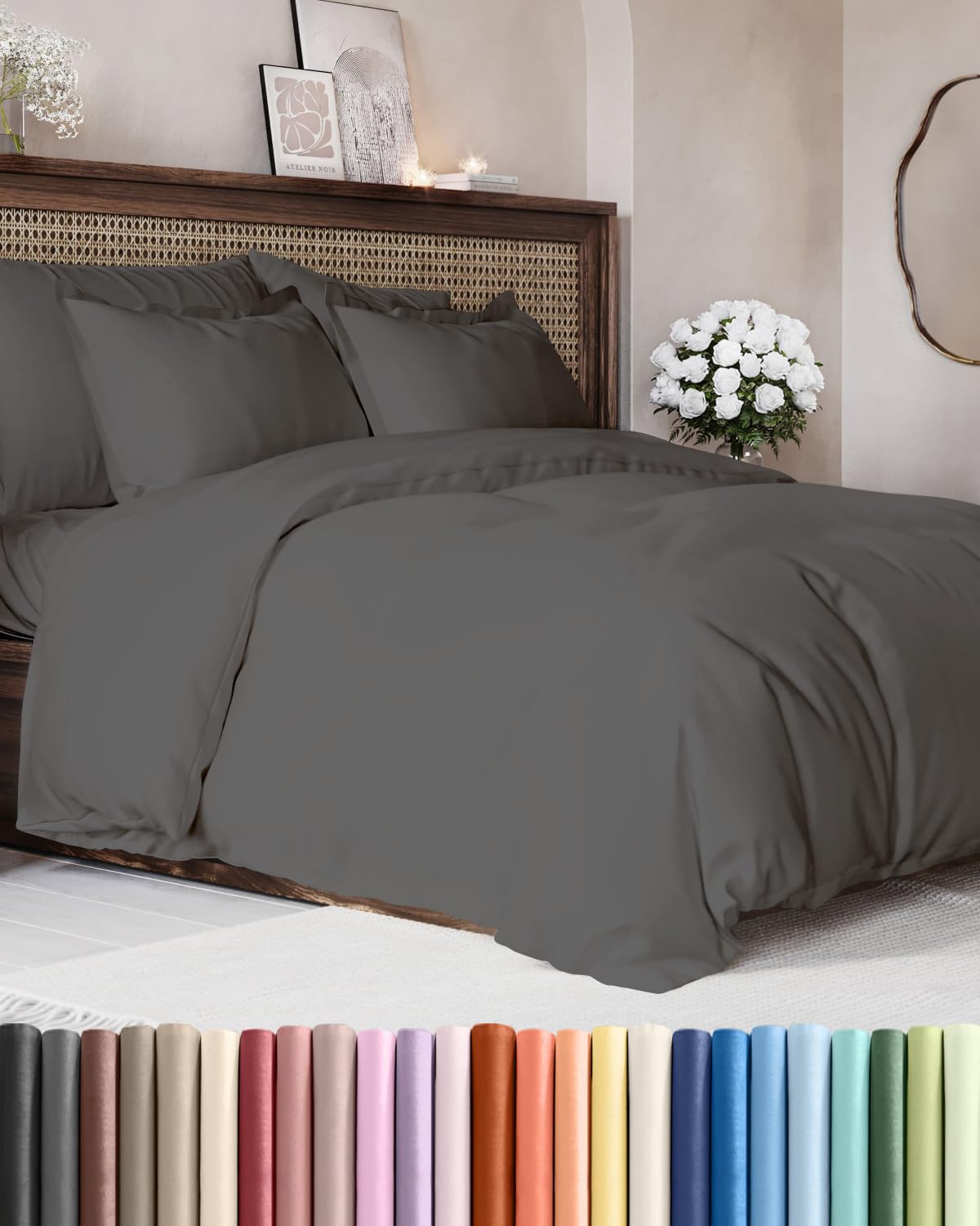 Duvet Cover King Size - Extra Soft 3 Piece with Zipper Closure - White