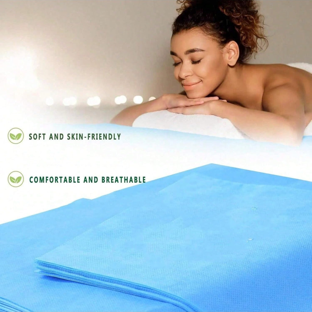 Disposable Bed Sheets 100pcs Disposable Non-Woven Bed Sheets SPA Fabric Massage Table Sheet Duvet Cover for Travel SPA Tattoo Hotel Salon, 31.5x71in White/Pink/Blue (Pink)