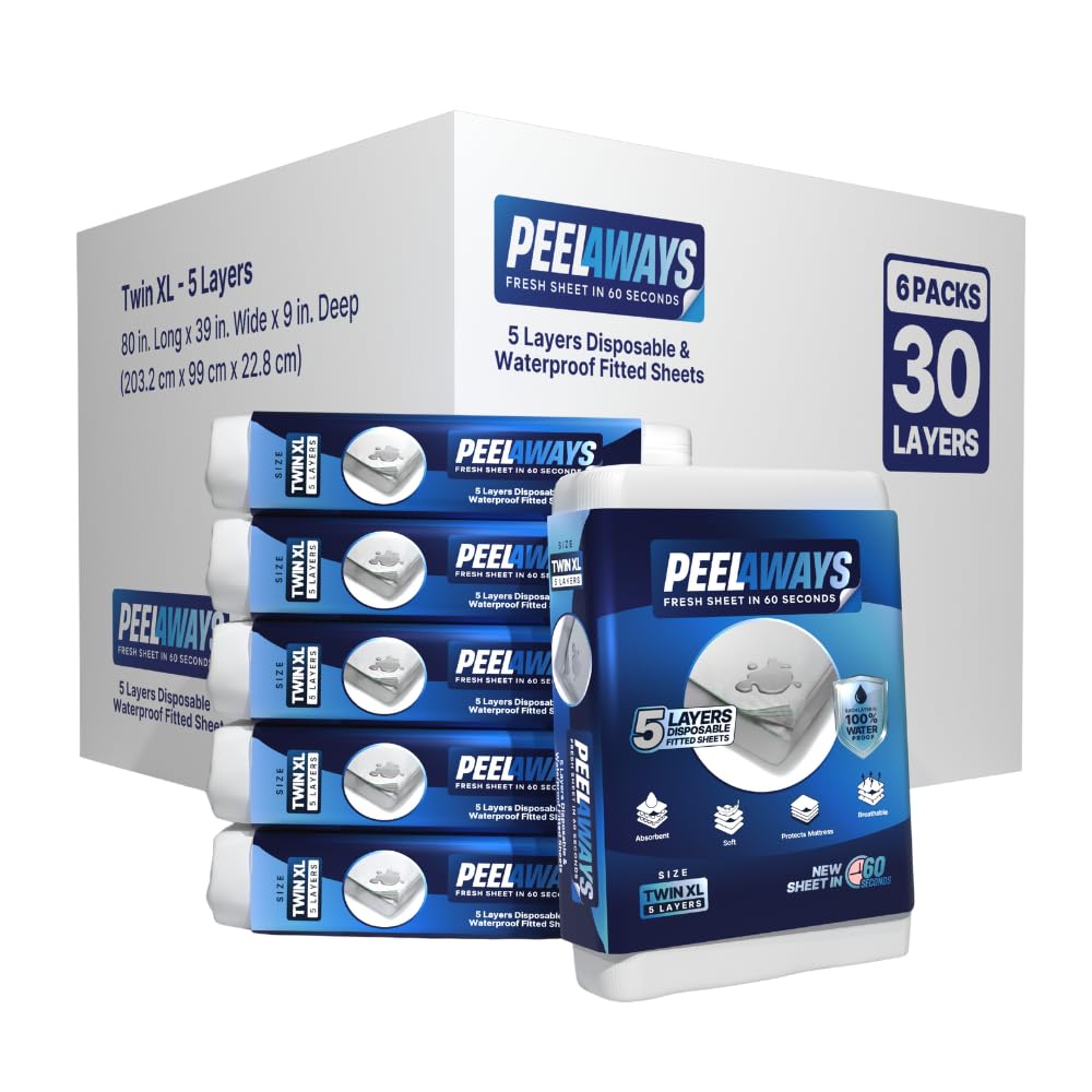 PeelAways 5-Layers | Waterproof Disposable Fitted Bed Sheets | Twin Size