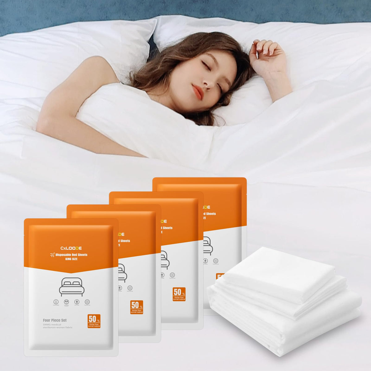 2 Pack Disposable Bed Sheet King Size Disposable Fitted Sheet
