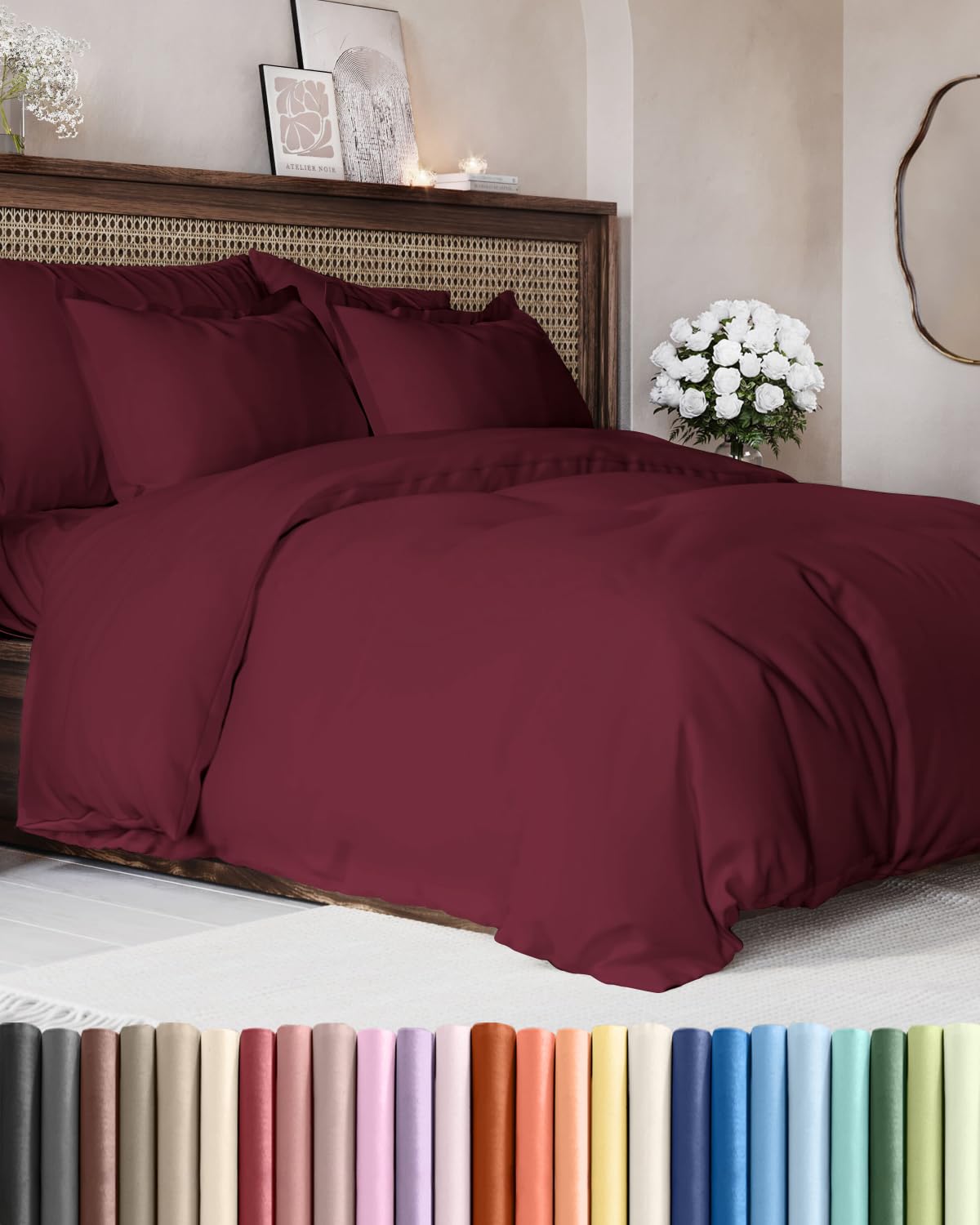 Duvet Cover King Size - Extra Soft 3 Piece with Zipper Closure - White