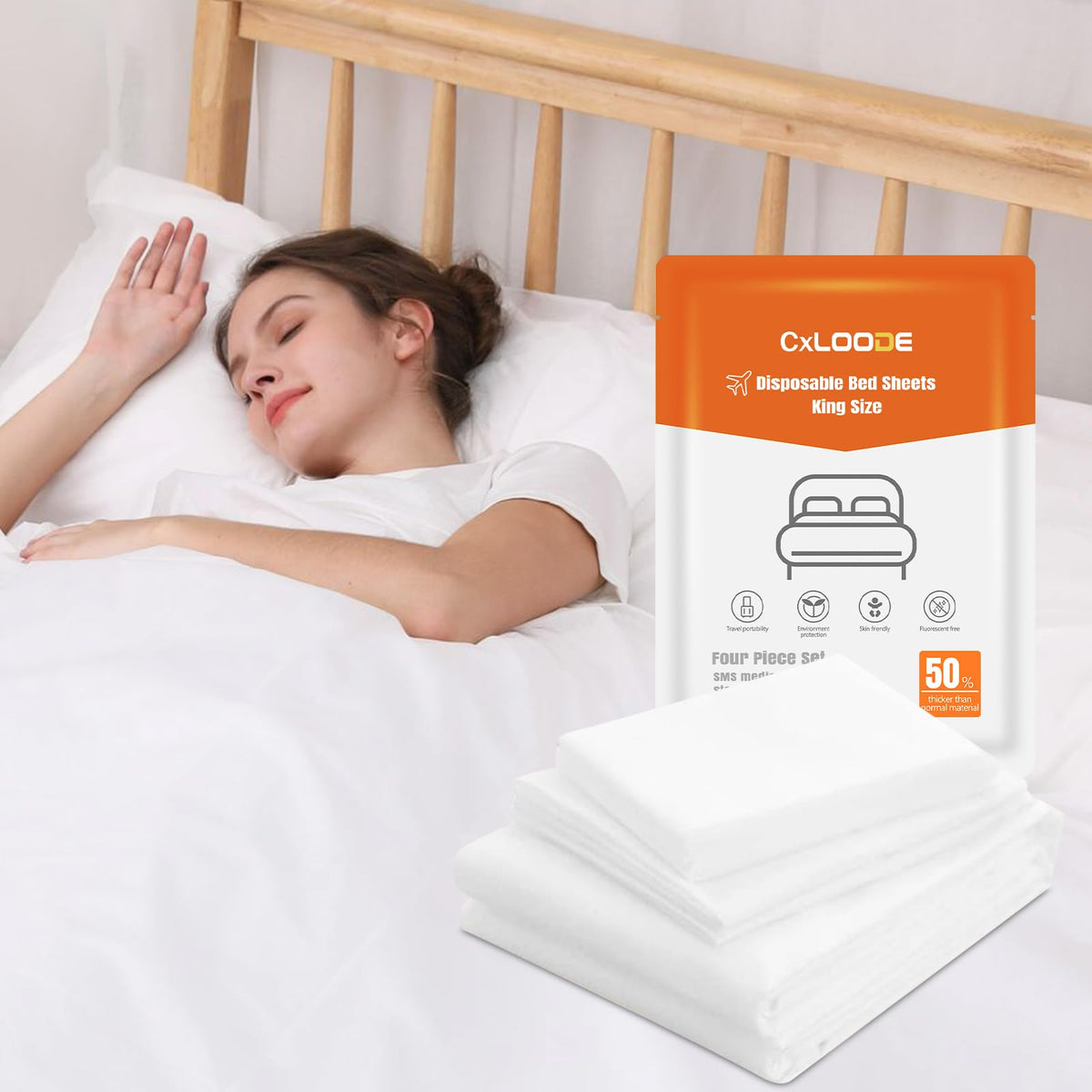 2 Pack Disposable Bed Sheet King Size Disposable Fitted Sheet