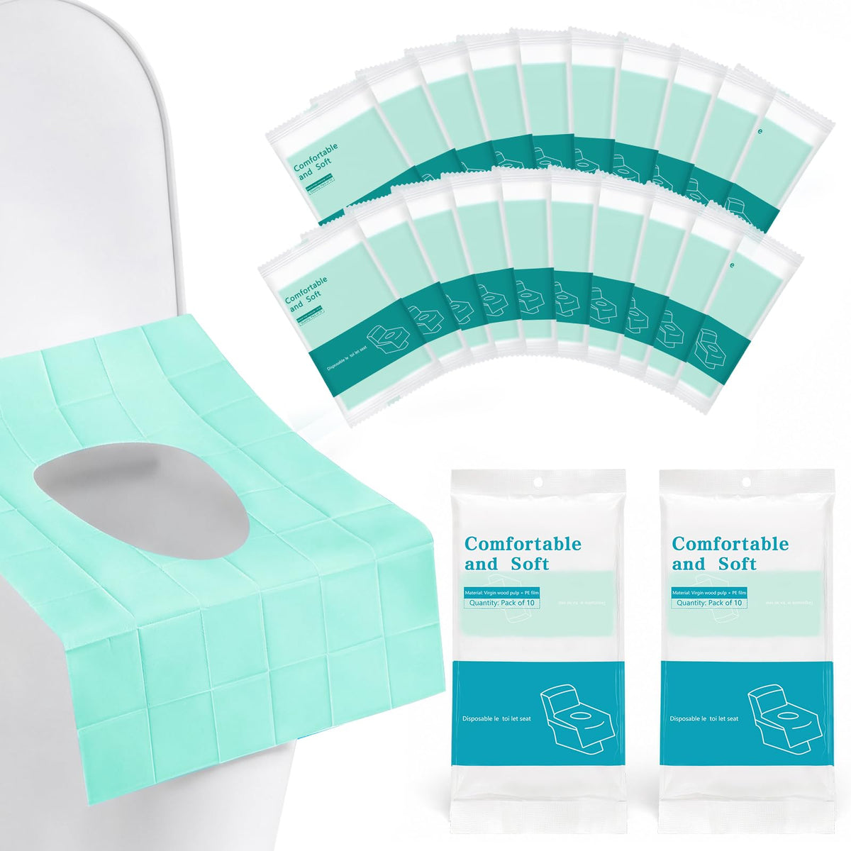 Rgqphantom 50 Pack Toilet Seat Covers Disposable 16x24 Inch XL (50, Blue)