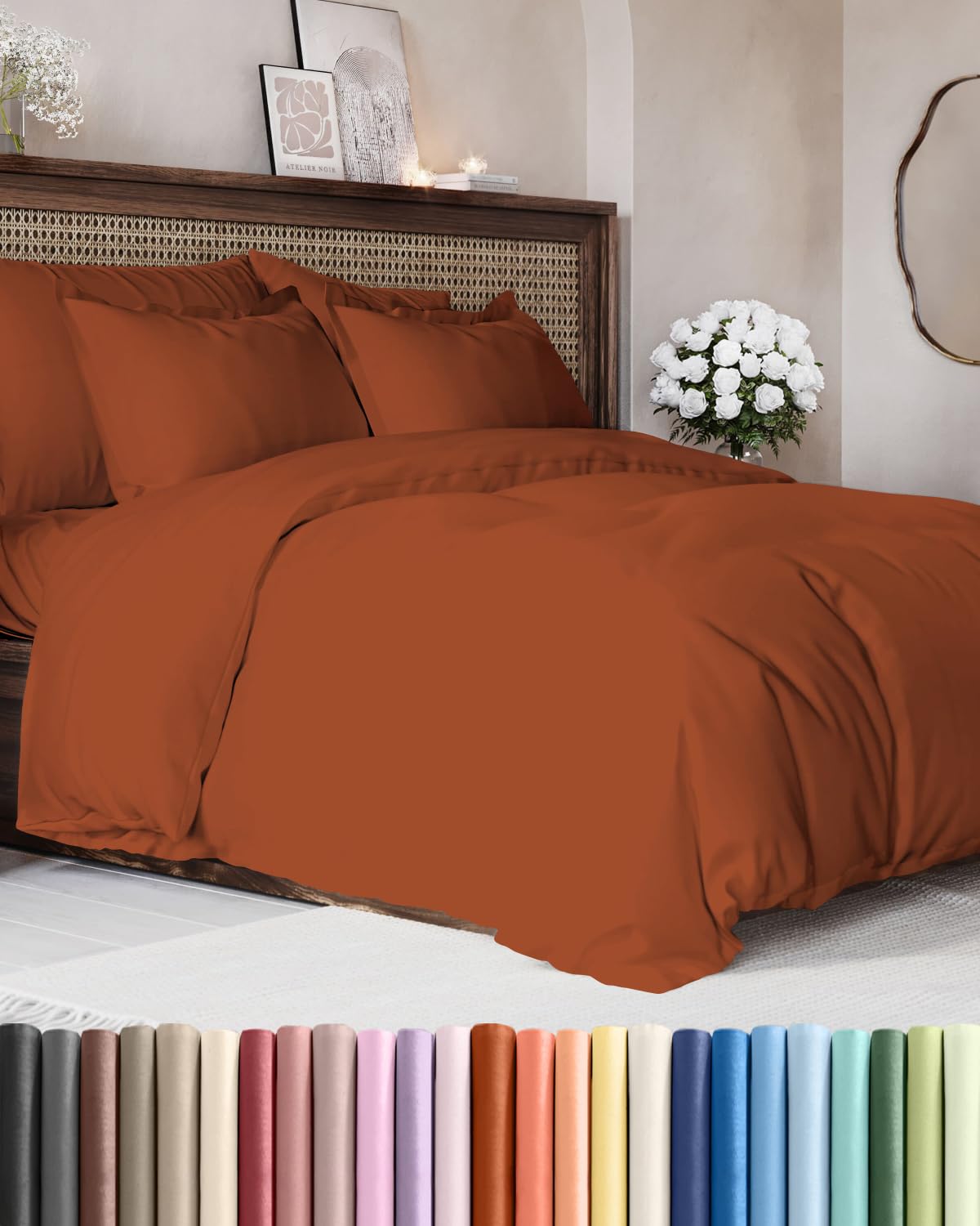 Duvet Cover King Size - Extra Soft 3 Piece with Zipper Closure - White