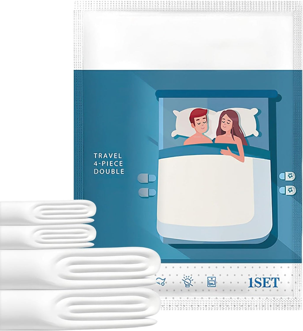 Travel Bedding Kit with 2 Pillowcases, 1 Bed Sheet & 1 Duvet Cover, Disposable & Lightweight, Perfect for Short Trips