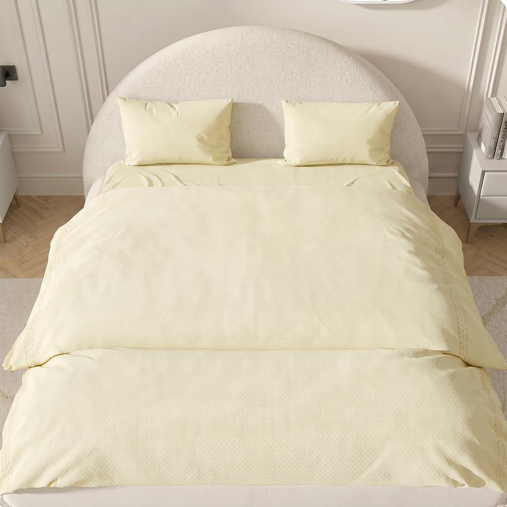 Disposable Bed Sheet Set – 4-Piece Soft Breathable Fitted Sheet Including Quilt Cover, Flat Sheet & 2 Pillowcases – Individually Packed for Hotel, Business Trip, Travel/Pink