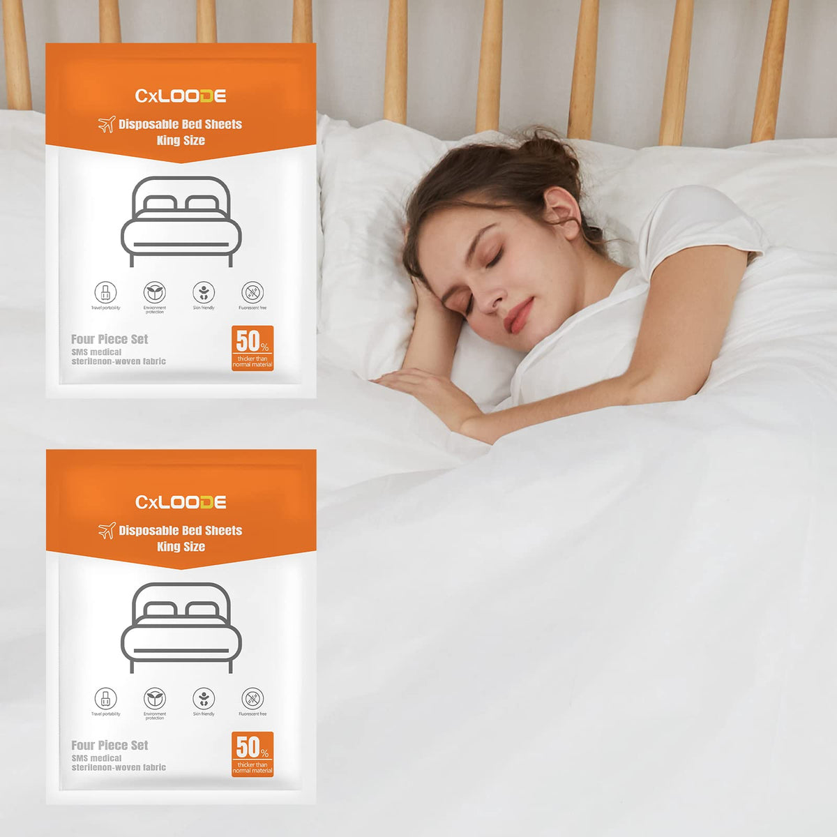 4 Pcs Disposable Bed Sheet Queen Size for Travel Disposable Fitted Sheet