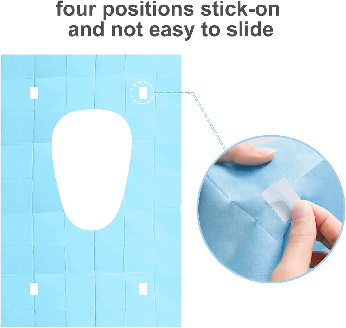 20pcs Quality Disposable Toilet Seat Covers Stick-On Non-Slip for Public Toilets Hospital Hotel, Portable Travel Toilet Seat Mats Pads Cushions for Man Woman Girls, Each Wrapped Individually