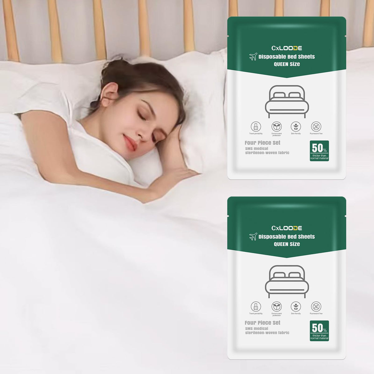 2 Pack Disposable Bed Sheet King Size Disposable Fitted Sheet