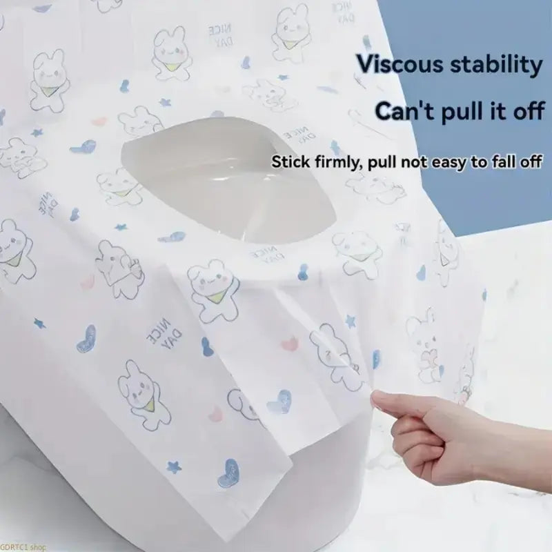 2026 New Portable 30Pcs Disposable Toilet Seat Covers - Cute Rabbit & Heart Pattern, Extra Long & Wide Public Toilet Guard, Fresh Each Time for Travel & Airplane