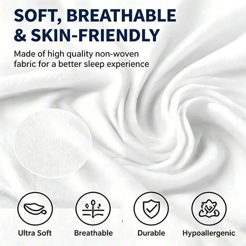 4PCS Disposable Bedsheets Set - Non-Woven Fabric, Soft, Modern, Wash-Free, Lightweight & Portable Single-Use Bedding with Fitted Cover, Pillowcases, Hotel-Style for Travel, Camping