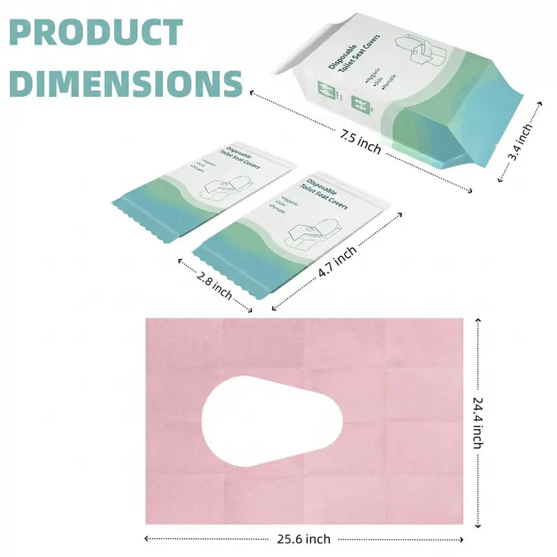 Premium Disposable Toilet Seat Covers, 16x24-in Toilet Accessories Cover, 50pcs Individually Wrapped Multi-Pack Box, Soft Wood Pulp with Waterproof Layer & Non-Slip, Full Coverage Rest Rooms Travel Essentials for Adults