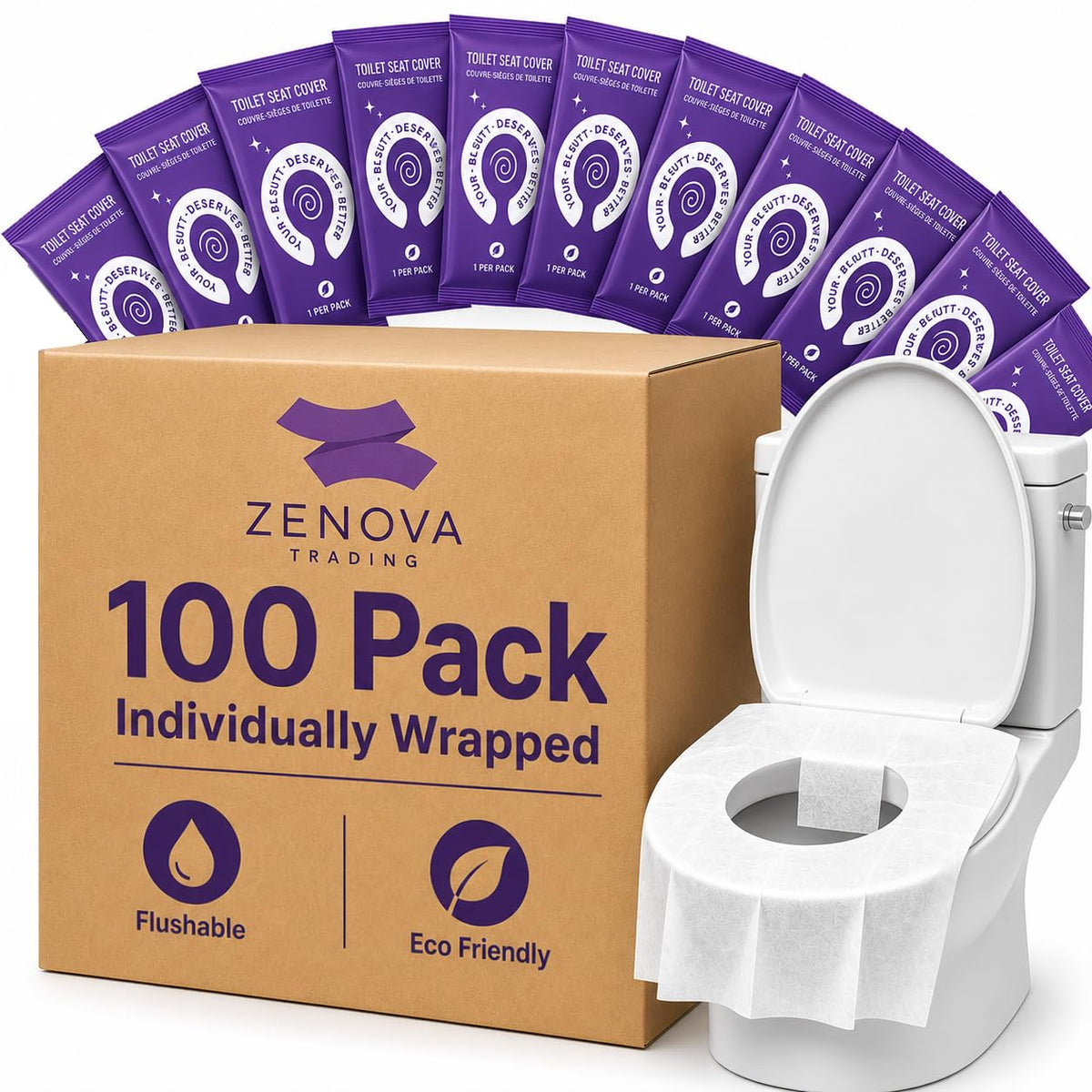 Toilet Seat Covers Disposable Flushable 25 Pack - Extra Large (16.5 x 22”) - Thick Individually Wrapped Toilet Seat Cover for Travel & Public Bathroom - Premium Quality, Convenient and Hygienic