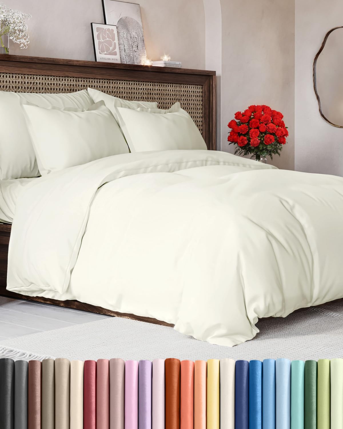 Duvet Cover King Size - Extra Soft 3 Piece with Zipper Closure - White