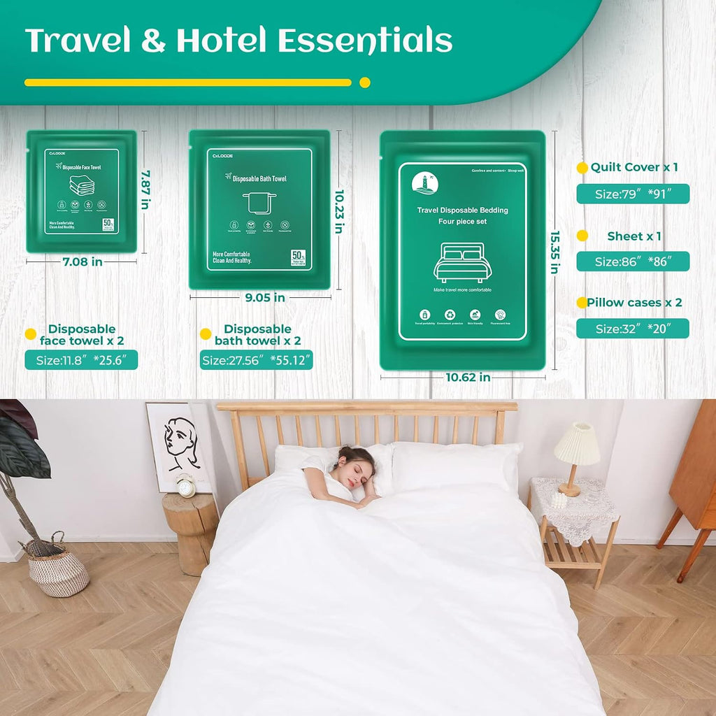 Travel Essentials Disposable Bed Sheets Set for Hotel