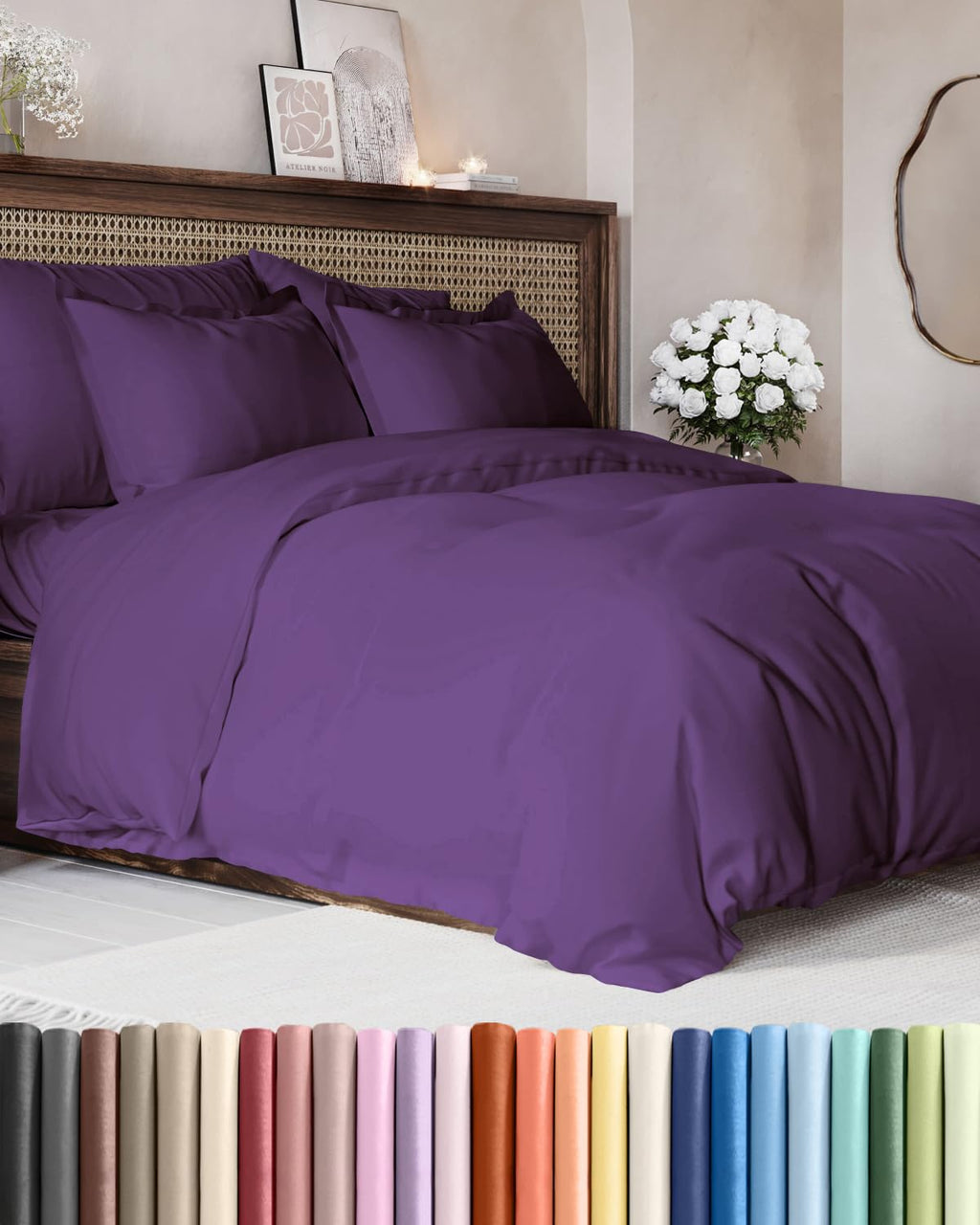 Duvet Cover King Size - Extra Soft 3 Piece with Zipper Closure - White