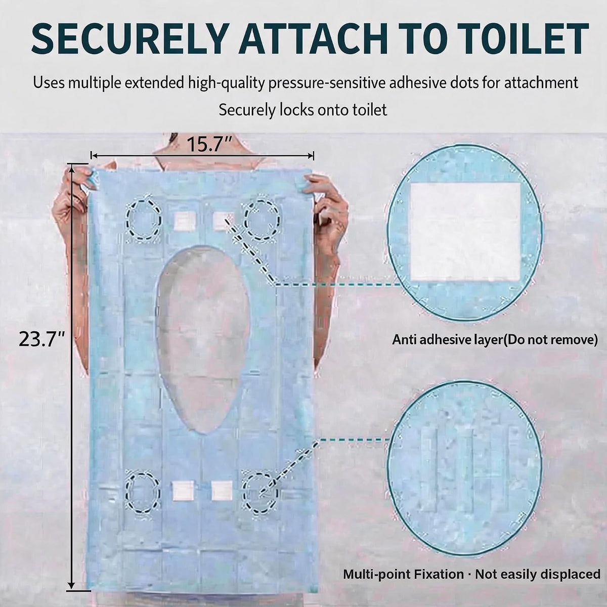 Adhesive Disposable Toilet Seat Covers,XL 50 Pack for Adults Kids