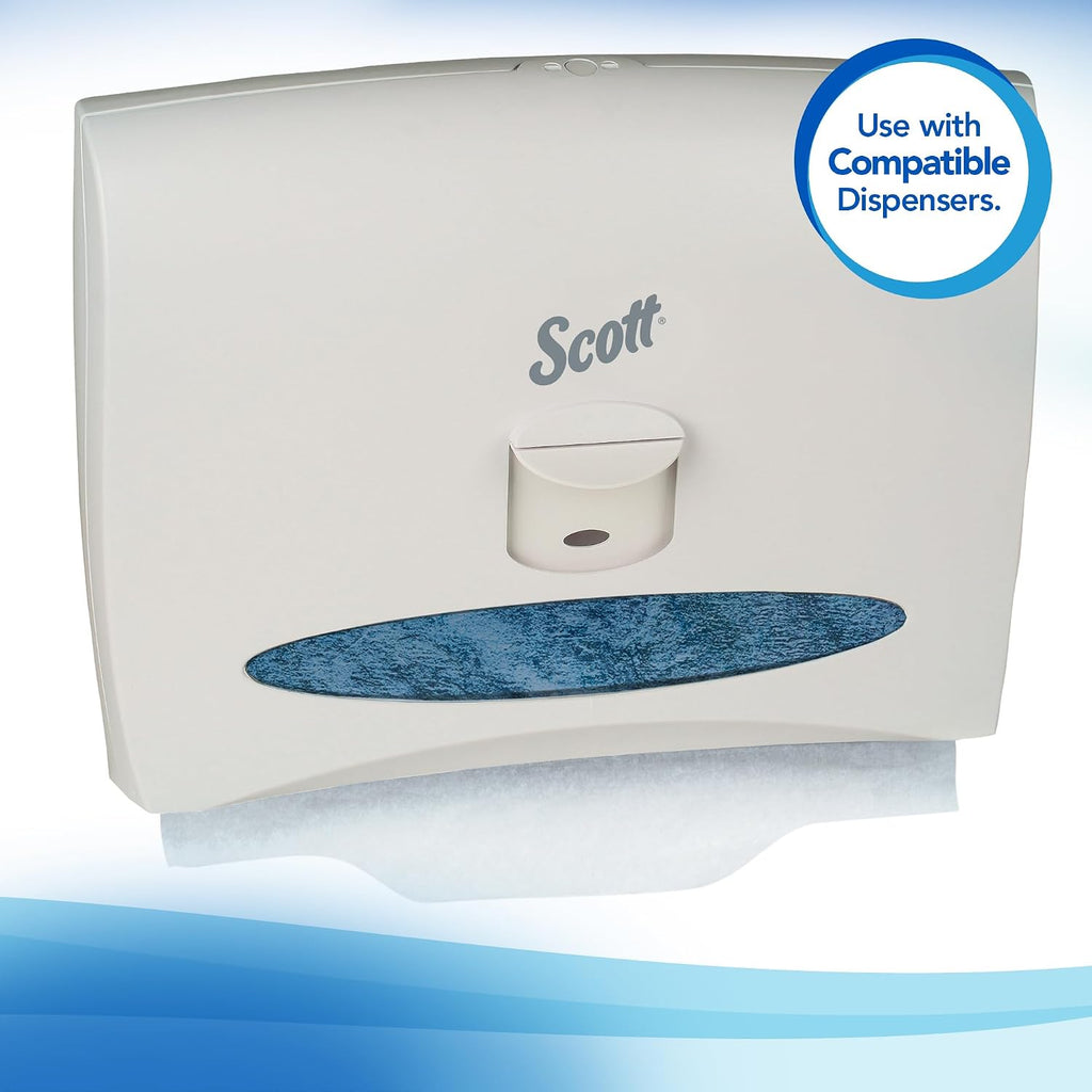 Scott® Pro™ Personal Seat Covers (07410), White (125 Sheets/Pack, 24 Packs/Case, 3,000 Sheets/Case)