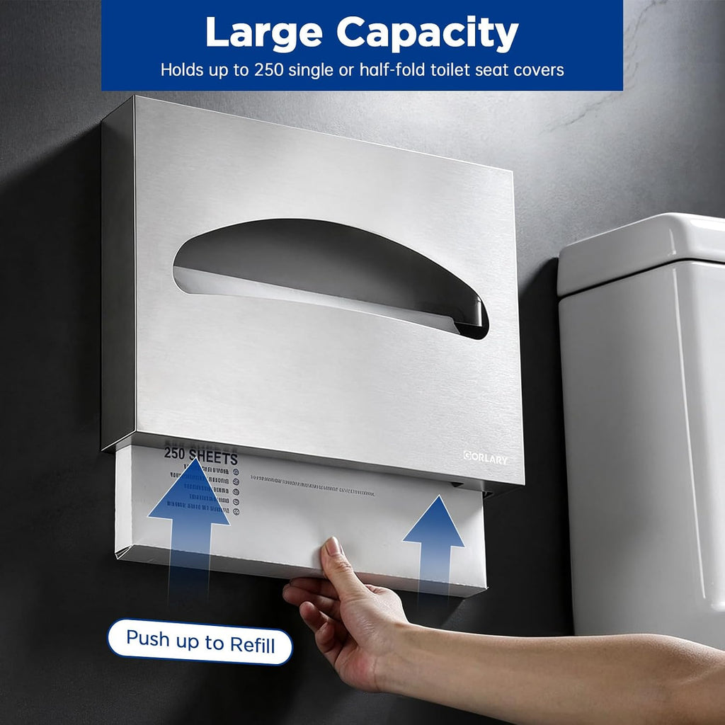 Gorlary Commercial Toilet Seat Cover Dispenser Wall Mount, Self-Adhensive