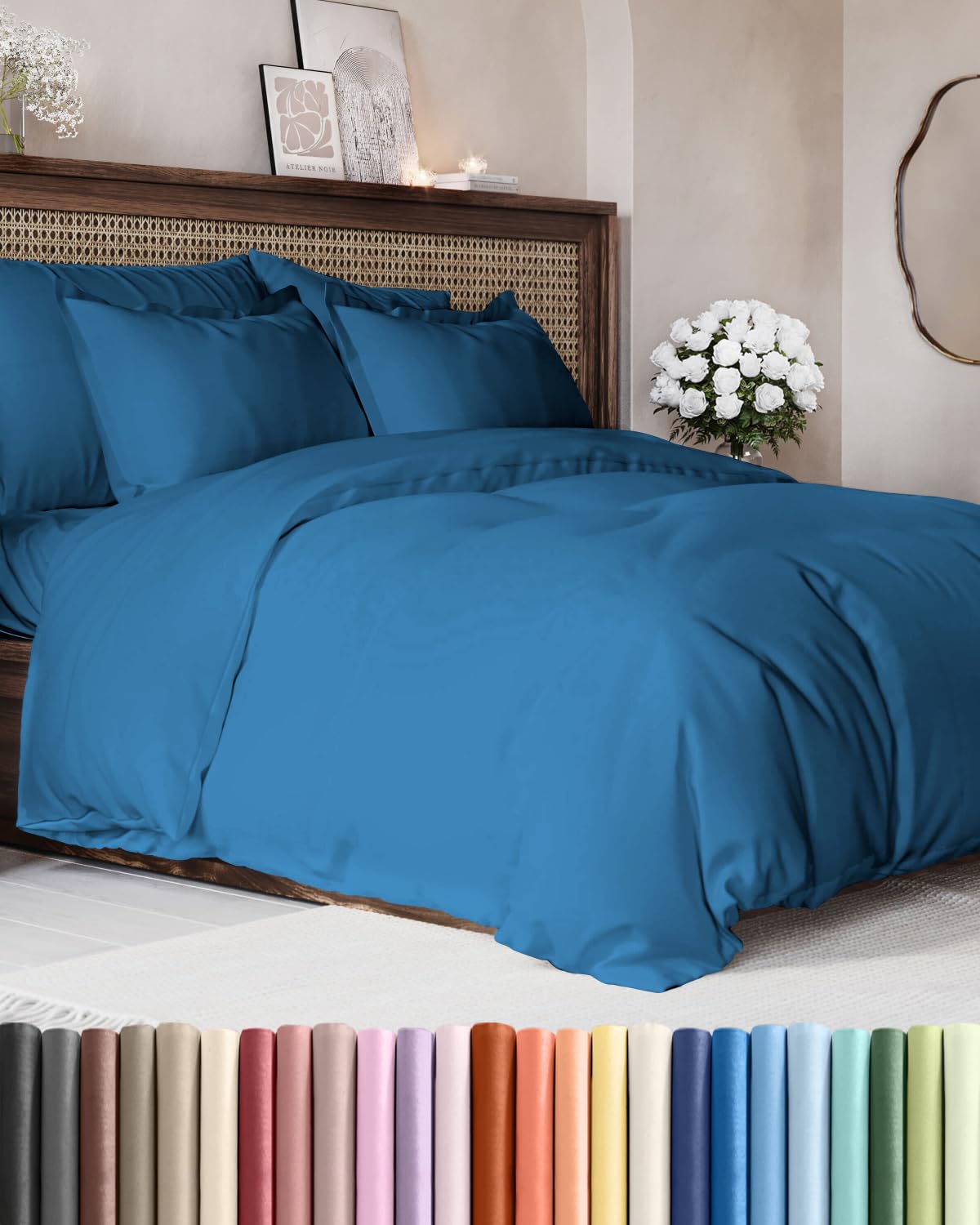 Duvet Cover King Size - Extra Soft 3 Piece with Zipper Closure - White