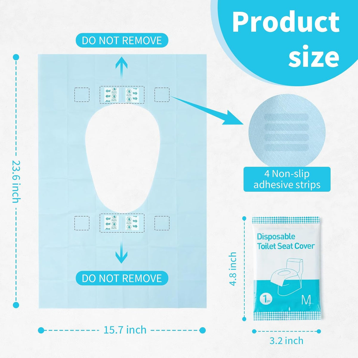 45 Pcs Disposable Toilet Seat Covers, Faster Use, Sticker Free, XL