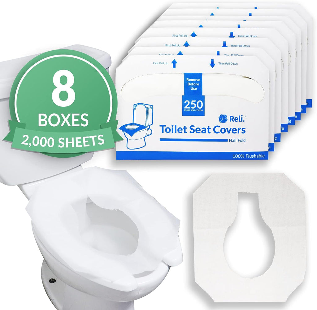 Reli. Toilet Seat Covers (2000 Pcs, 8 Packs of 250) Flushable
