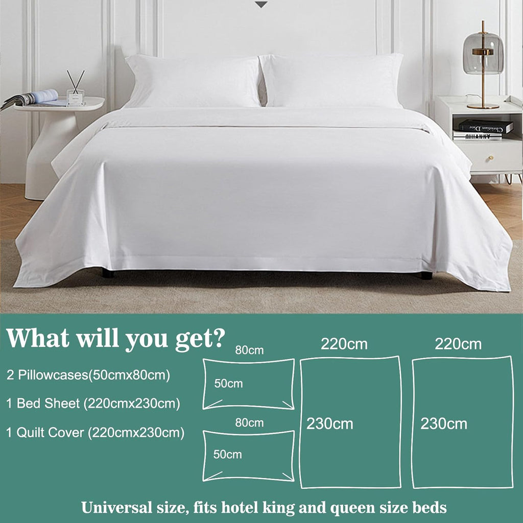 4 pcs Quality Disposable Travel Bedset Large Size Bed Linens including One Bedsheet, One Quilt Cover, Two Pillowcases, Portable Ready-to-Use Bedding Set Breathable for Holiday Trip Hotel Hospital