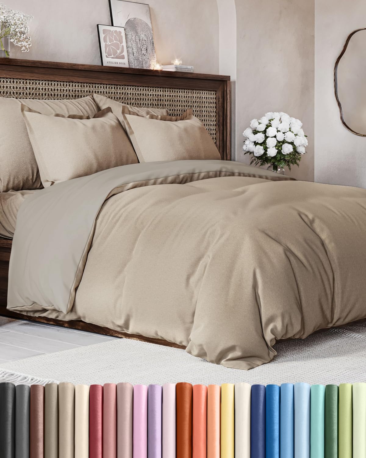 Duvet Cover King Size - Extra Soft 3 Piece with Zipper Closure - White