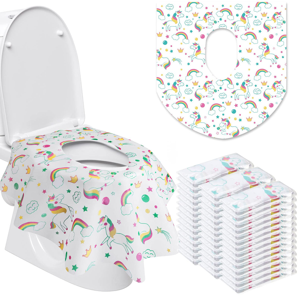 50 Packs Extra Large Disposable Toilet Seat Covers for Kids Adult, Dot