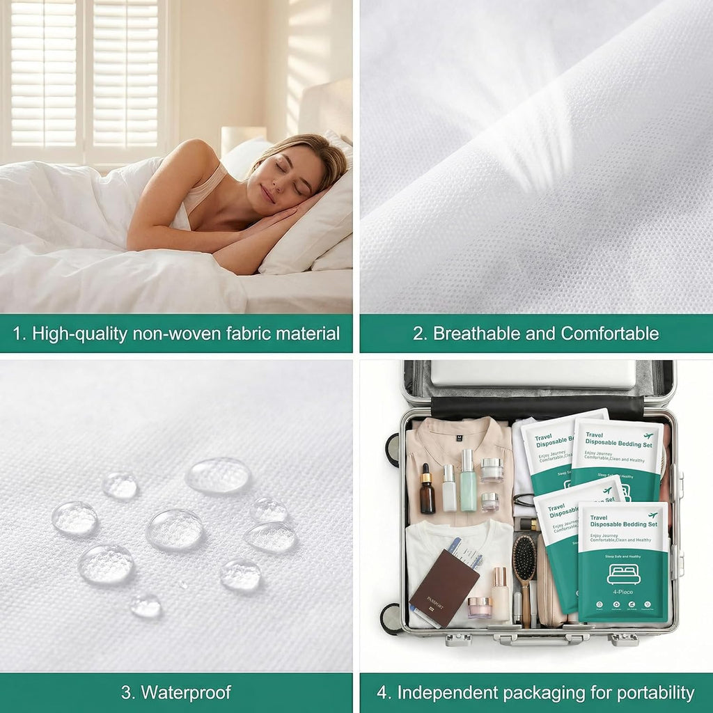 4 Pack Disposable Bed Sheets for Travel Queen Size