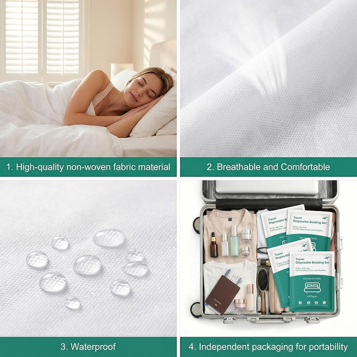 4 Pack Disposable Bed Sheets for Travel Queen Size