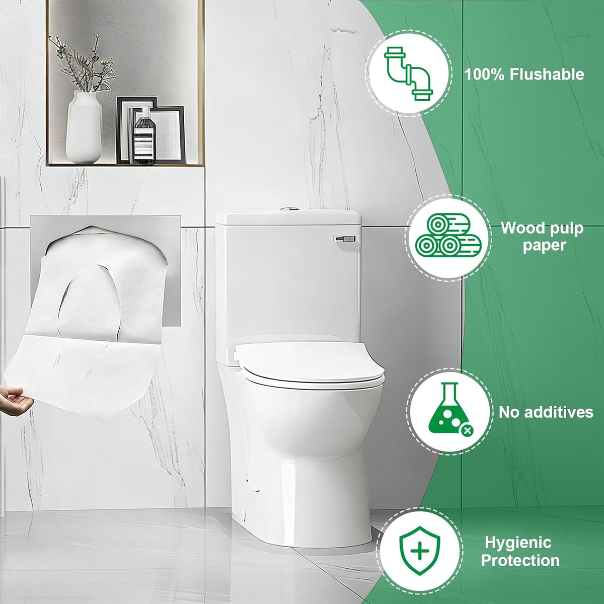 Greenour Disposable Toilet Seat Covers for Hotel, Business and Commercial