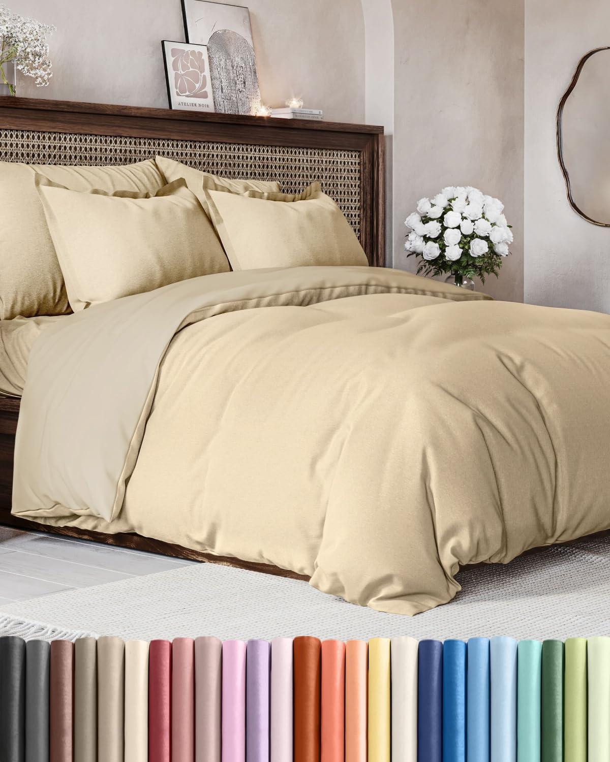 Duvet Cover King Size - Extra Soft 3 Piece with Zipper Closure - White