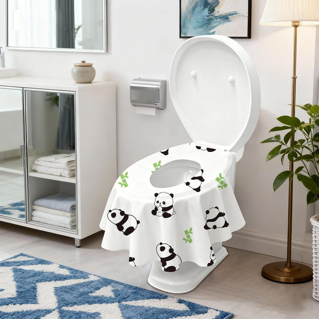 20 Pack Toilet Seat Covers Disposable, Waterproof, Ideal for Kids and Adults, Extra Large, Individually Wrapped, Toddlers Potty Training in Public Restrooms, Airplane, Trip - Panda Designs
