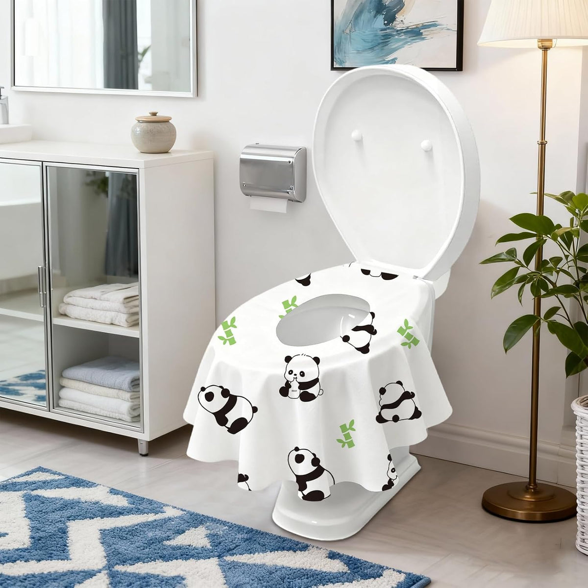 20 Pack Toilet Seat Covers Disposable, Waterproof, Ideal for Kids and Adults, Extra Large, Individually Wrapped, Toddlers Potty Training in Public Restrooms, Airplane, Trip - Panda Designs
