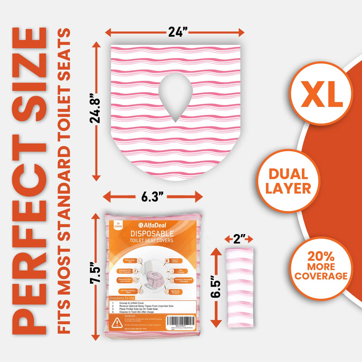 20 Pack Disposable Toilet Seat Covers, Extra Large Travel Potty Covers