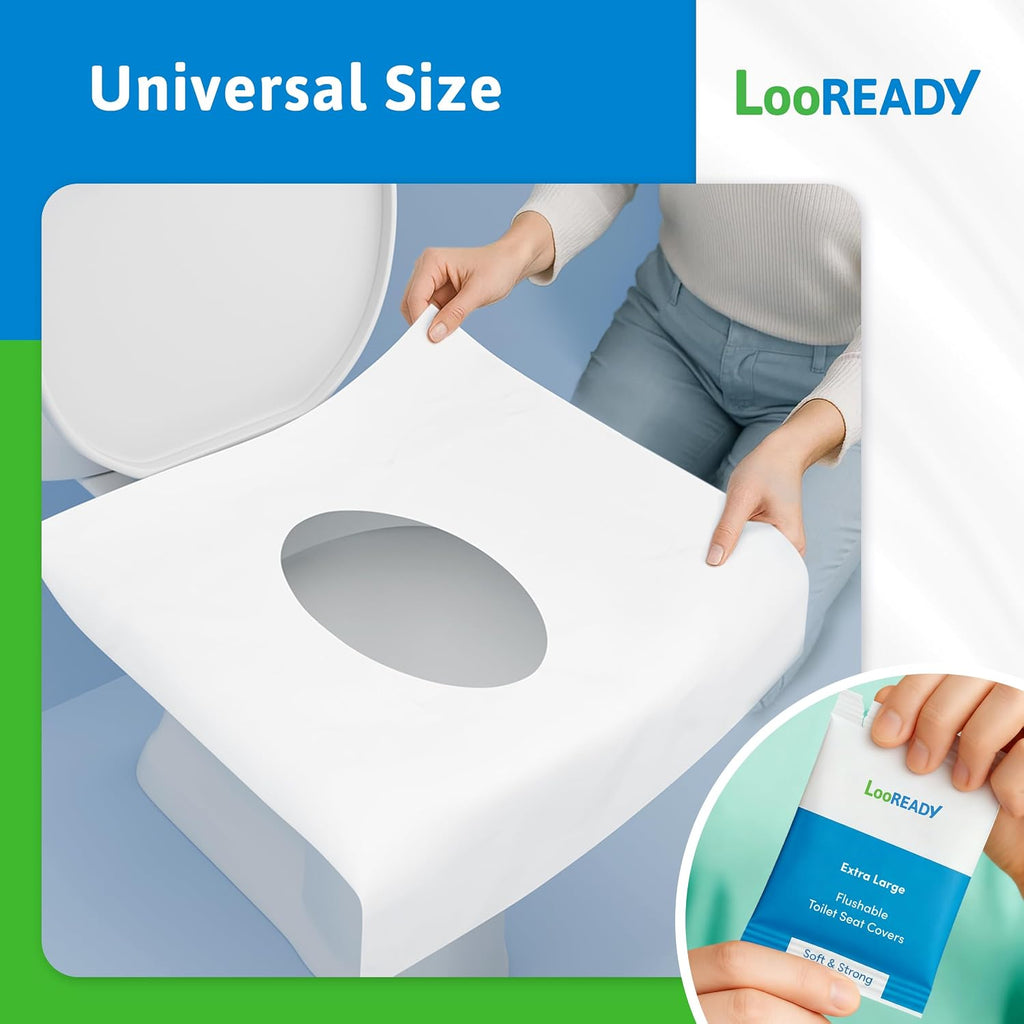Toilet Seat Covers Disposable Flushable - Extra Large (18 x 22”) - Super Thick, Individually Wrapped Toilet Seat Cover for Travel & Public Bathroom - Premium Quality, Convenient and Hygienic (30 Pack)