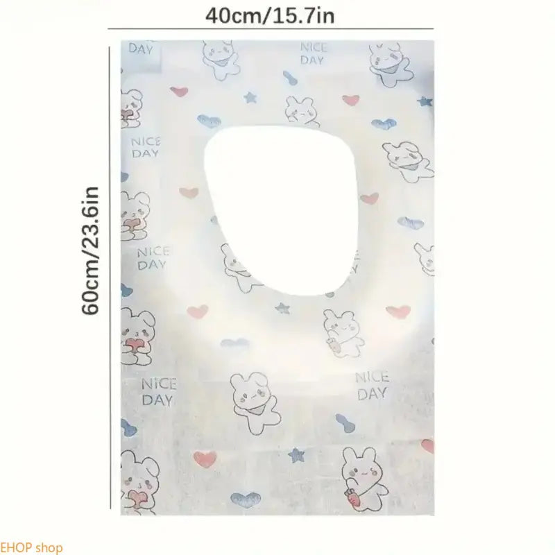 30-Count Disposable Toilet Seat Covers Pack, Waterproof Portable Cute Rabbit Heart Prints One-Size Hygienic Bathroom Liners, Compact Lightweight Travel Accessories for Public Places