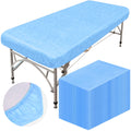 Oudain 50 Pcs 39 x 87'' Disposable Fitted Sheets with Elastic, White