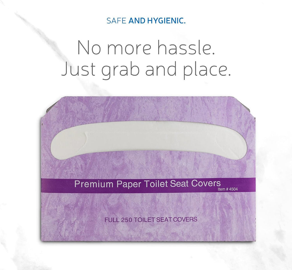 EZbrnd Premium Half-Fold Toilet Seat Cover Paper, White, Pack of 4 x 250 Sheet