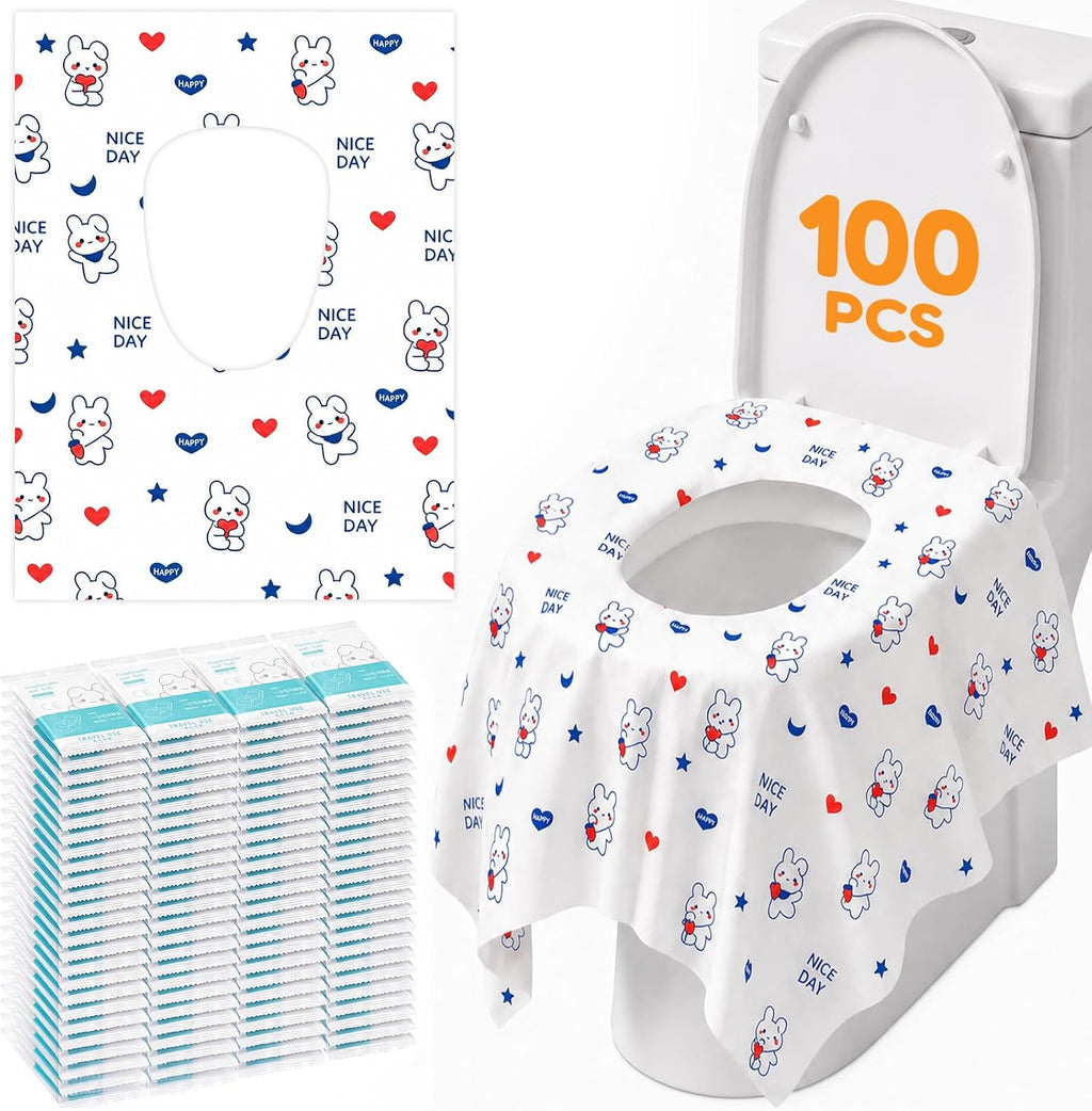 100 Pcs Toilet Seat Covers Disposable, Individually Wrapped for Travel